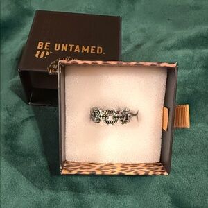 Silver Chain-Link Ring with Pavé Accents - Women's Jewelry